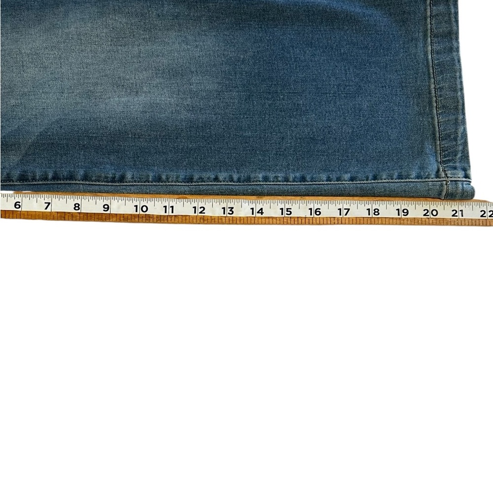 Ashley Mason Juniors Denim Capri Ruffle Waistband Stretchy Pants SZ Small - Picture 8 of 10